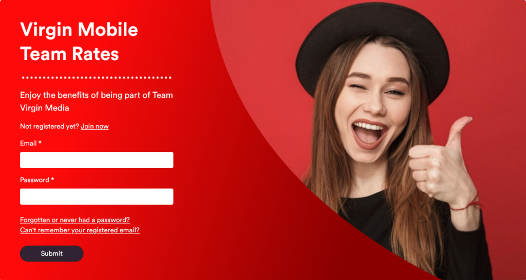 Virgin Mobile Team Rates Screenshot